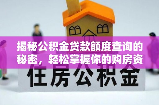仪征揭秘公积金贷款额度查询的秘密，轻松掌握你的购房资金